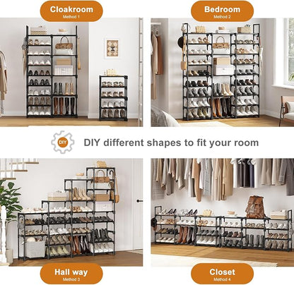 WOWLIVE 9 Tier 3-Column Shoe Rack, 50-55 Pairs Stackable Black | 50in long - Image 5
