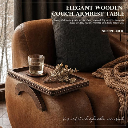 Pine Wood Couch Tray with Beaded Edge - Image 3
