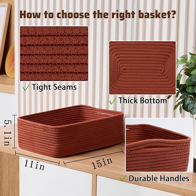 Large Shallow Organizing Baskets 15x11x5.1 Inches - Image 2