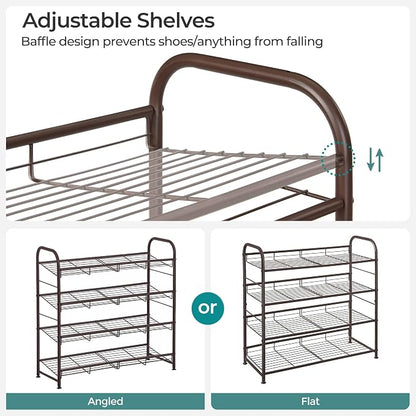 SONGMICS Stackable Shoe Rack, 4 Tier Metal Shoes Rack Storage Shelf, Holds up - Image 9