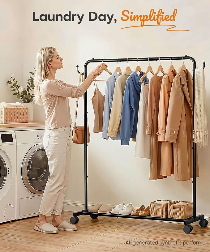 Homde Heavy Duty Clothes Rack: 120lb Standing Garment Storage - Image 8