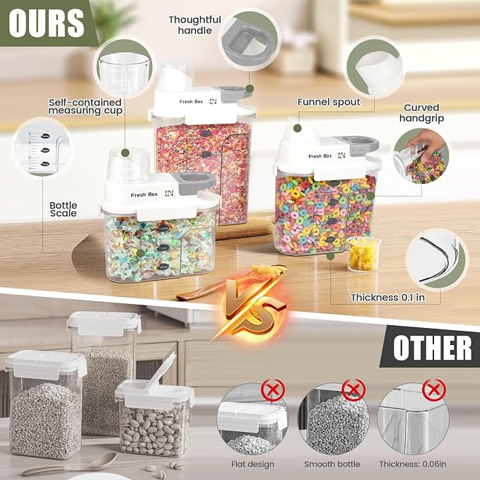 Cereal Storage Container 4Pack, 85oz/2.5L Airtight Food Storage Containers - Image 5