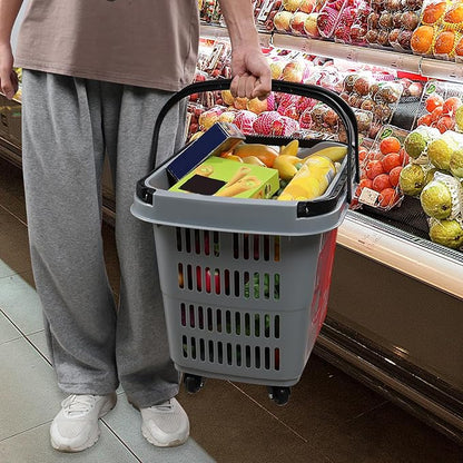 50 L Plastic Rolling Shopping Basket - Image 6
