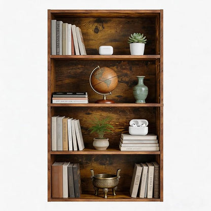 HealSmart 4 Tier Bookcase, Industrial 5 Book Shelf, 9.2" D x 23.8" W x 42" H by HealSmart