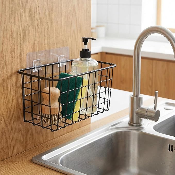 2 Set Adhesive Hanging Wall Basket Inside Cabinet Door Organizer, Wall Storage - Image 7