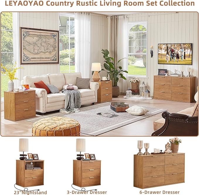 LEYAOYAO Fluted Nightstand - Image 3