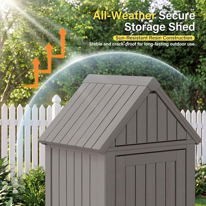 Bifanuo Deck Box Storage Shed Outdoor Storage Cabinet, Vertical Waterproof - Image 2