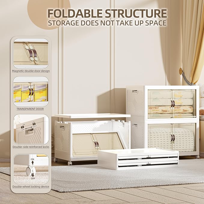 208 QT / 52 Gal Large Foldable Stackable Plastic Storage Cabinet - Image 3