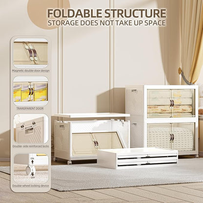 208 QT / 52 Gal Large Foldable Stackable Plastic Storage Cabinet - Image 3