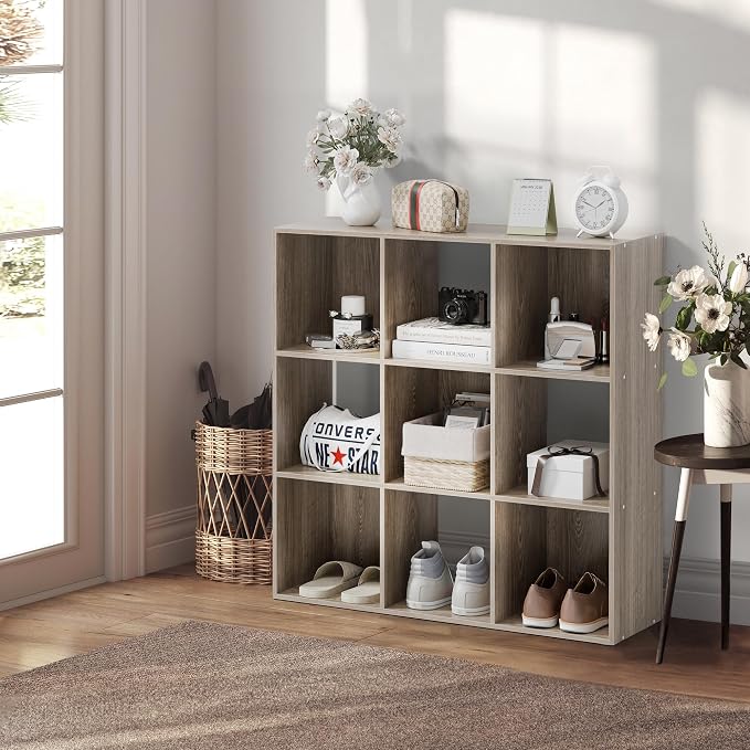 ZenStyle 9 Cube Storage Shelf Organizer, Wooden Bookshelf System Display Cube - Image 2