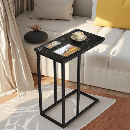 VECELO C Shaped End Side Table for Sofa Couch and Bed Snack TV Tray for Living - Image 5