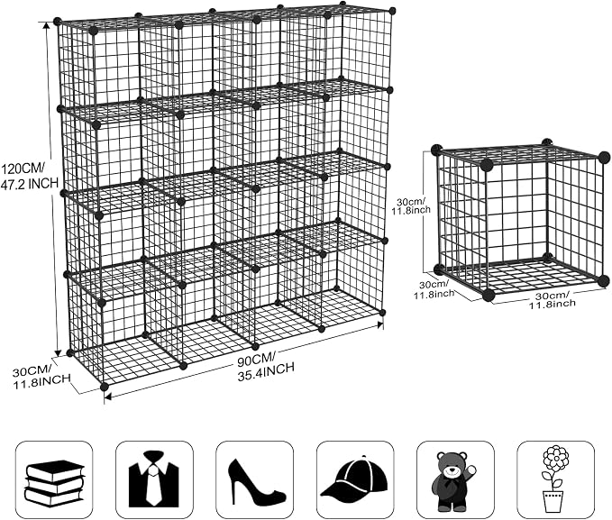 TUMUCUTE Wire Storage Cubes, Metal Storage Shelves Bookshelf, Stackable Modular - Image 3