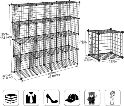 TUMUCUTE Wire Storage Cubes, Metal Storage Shelves Bookshelf, Stackable Modular - Image 3