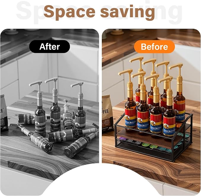 Coffee Syrup Rack Organizer, 3-Tier 8 Bottle Syrup Rack - Image 7