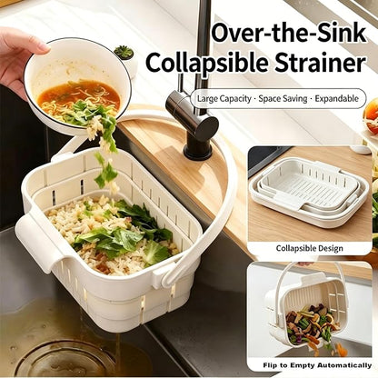 Foldable Hanging Kitchen Sink Drain Basket, 2-in-1 Foldable Sink Colander - Image 3