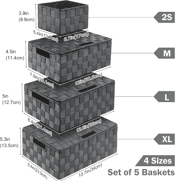 Storage Bins with Lids, Woven Storage Box Organizer Containers Decorative - Image 2