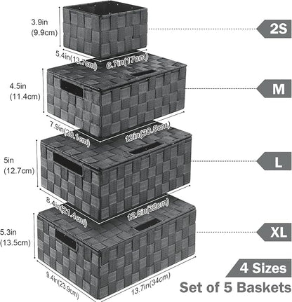 Storage Bins with Lids, Woven Storage Box Organizer Containers Decorative - Image 2