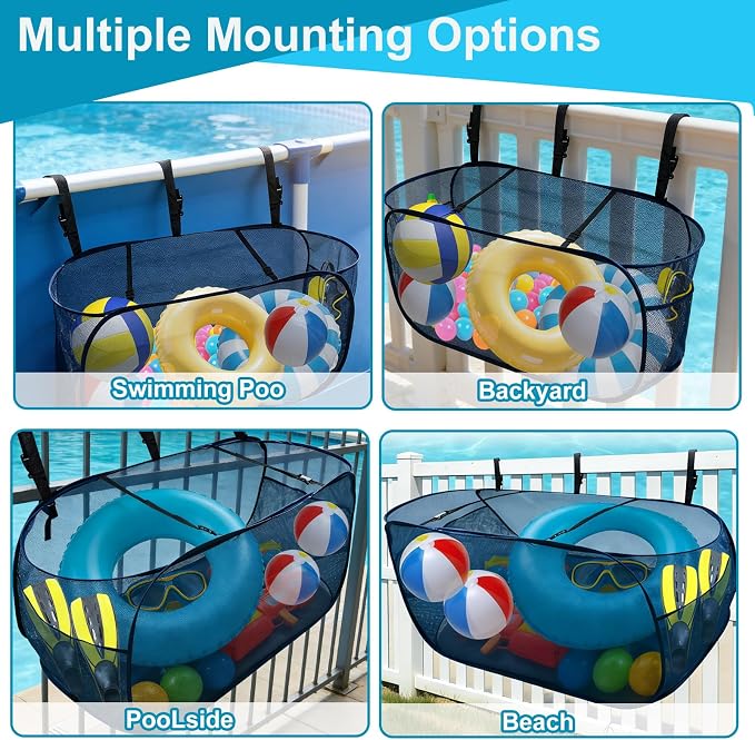 Pop-Up Pool Float Storage Bag, 47x23.6x23.6inch Hanging Mesh Organizer - Image 7