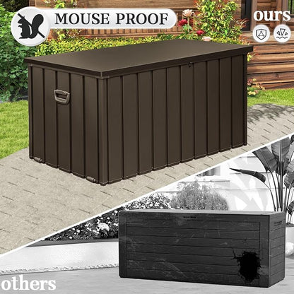 Domi 190 Gallon Metal Deck Box Waterproof, Outdoor Storage Box - Image 2