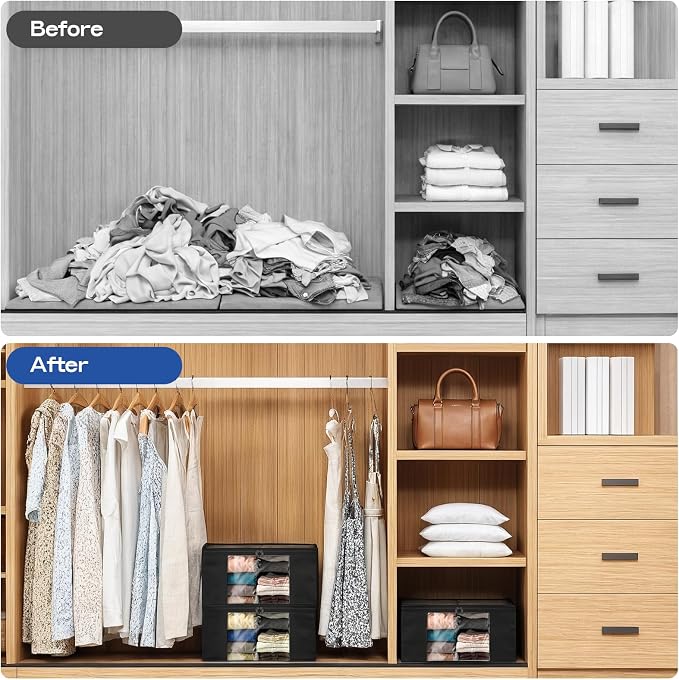Clothes Storage Bags, Foldable Thick Fabric Blanket Storage Bags, Large Clear - Image 7