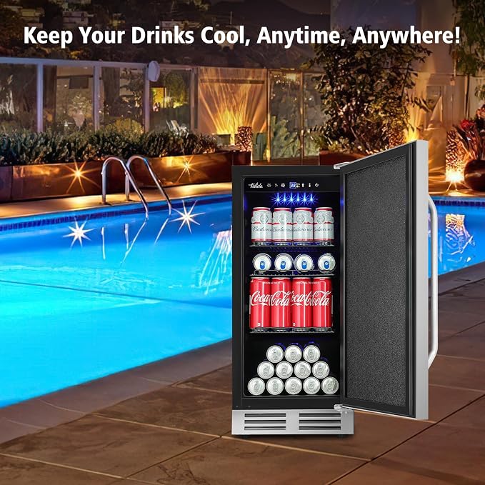 15 Inch Outdoor Beverage Refrigerator Cooler, Stainless Steel 127 Cans Beverage - Image 9