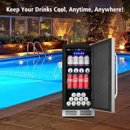 15 Inch Outdoor Beverage Refrigerator Cooler, Stainless Steel 127 Cans Beverage - Image 9