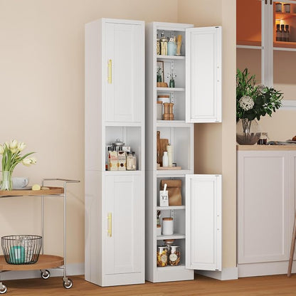 Tall Metal Narrow Bathroom Storage Cabinet 67" H, Tall White Pantry Cabinets - Image 9