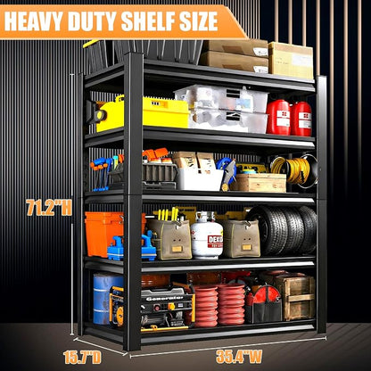71.2" H Garage Shelving, 5 Tier Storage Shelves Load 3000 lbs, Adjustable - Image 2