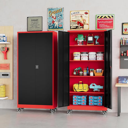SISESOL 75" Tall Metal Storage Cabinet - Image 2