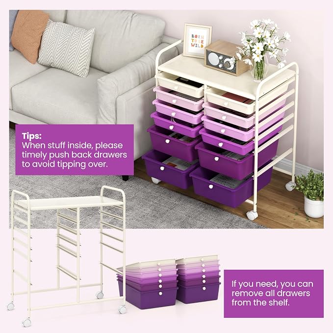 Giantex 12 Drawers Rolling Storage Cart, Classroom Organizers - Image 5