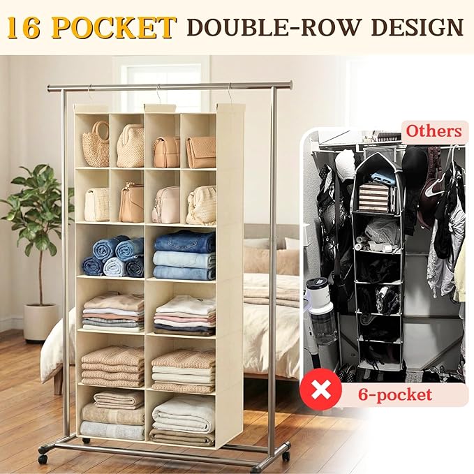 Ofiray-home 6 Tier Hanging Closet Organizer, 16 Compartments Sweater Organizer - Image 4