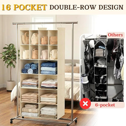 Ofiray-home 6 Tier Hanging Closet Organizer, 16 Compartments Sweater Organizer - Image 4
