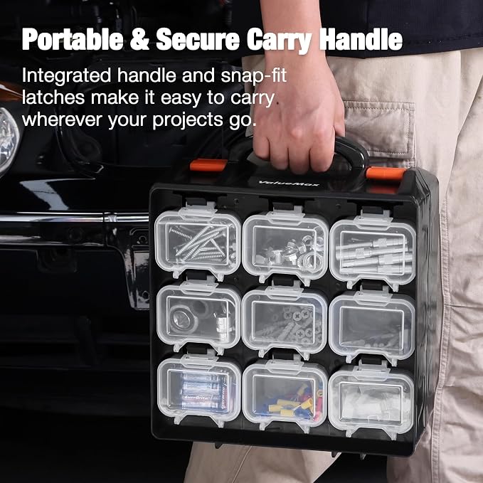 ValueMax Small Parts Organizer Box, Double-Sided Tool Box - Image 6