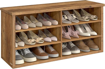 VASAGLE Shoe Bench, Storage Bench, 6 Compartments, Adjustable Shelves, by Unknown