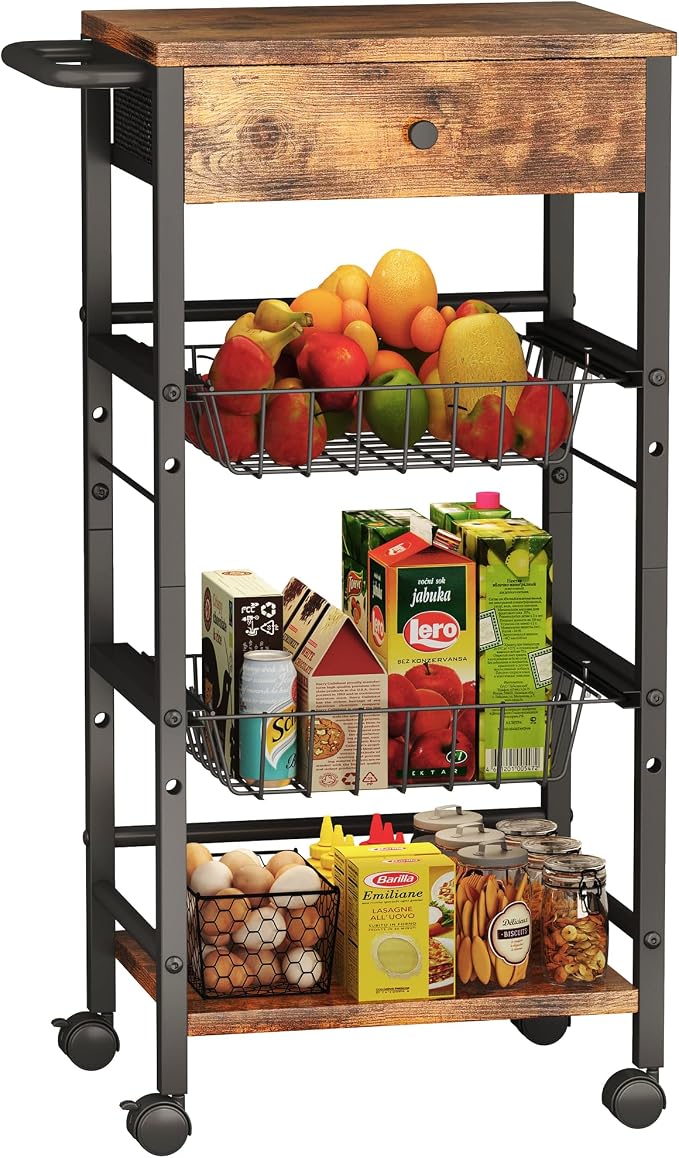 Kitchen Organizer and Storage Cart by Homeiju