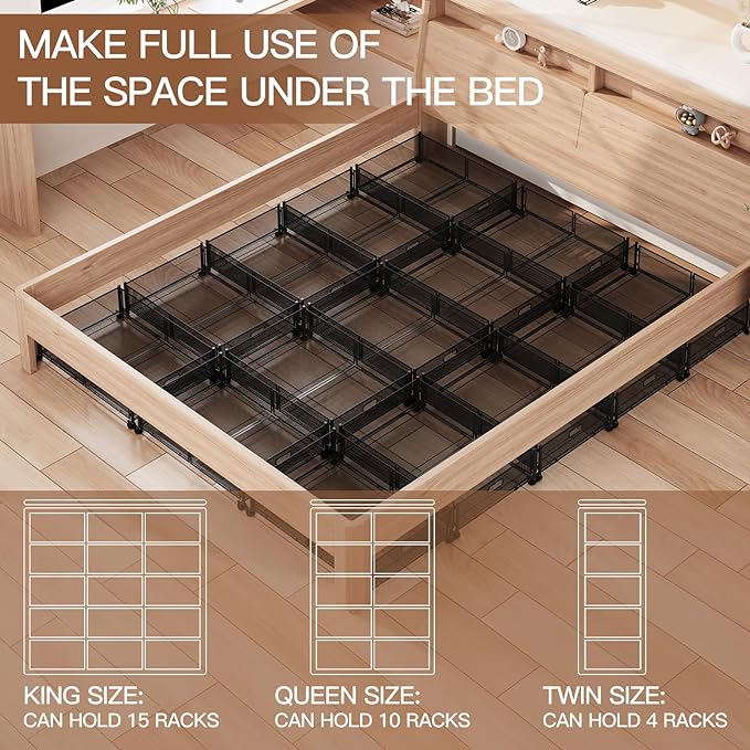 Gawerk Under Bed Storage with Wheels, Foldable Metal Mesh Underbed Storage - Image 4