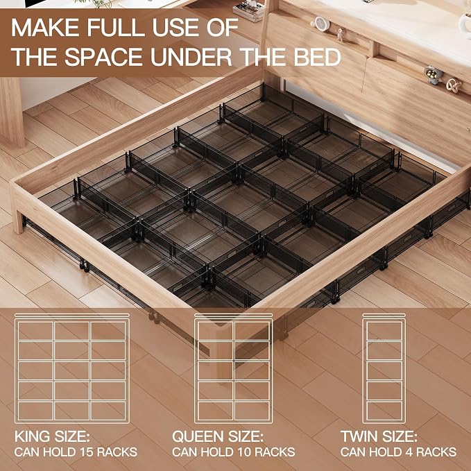 Gawerk Under Bed Storage with Wheels, Foldable Metal Mesh Underbed Storage - Image 4