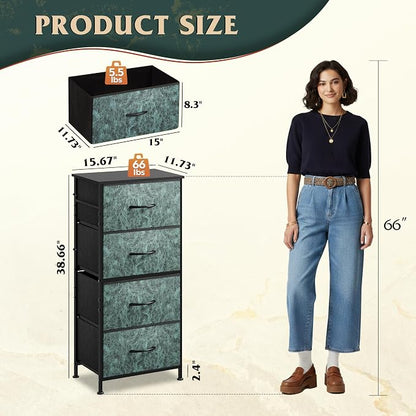 WLIVE Dresser with 4 Drawers, Storage Tower, Organizer Unit, Fabric Dresser - Image 3