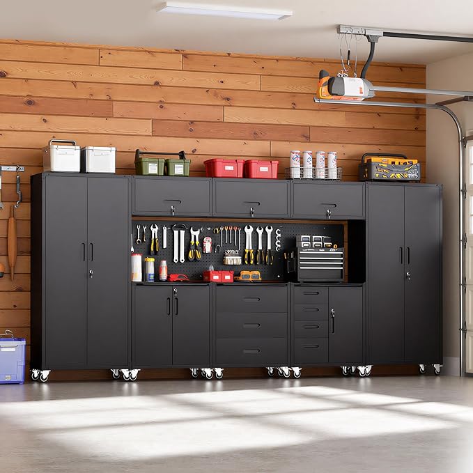 Garage Cabinet System | Heavy Duty Steel All-in-One Modular Garage Cabinet Set by VIYET