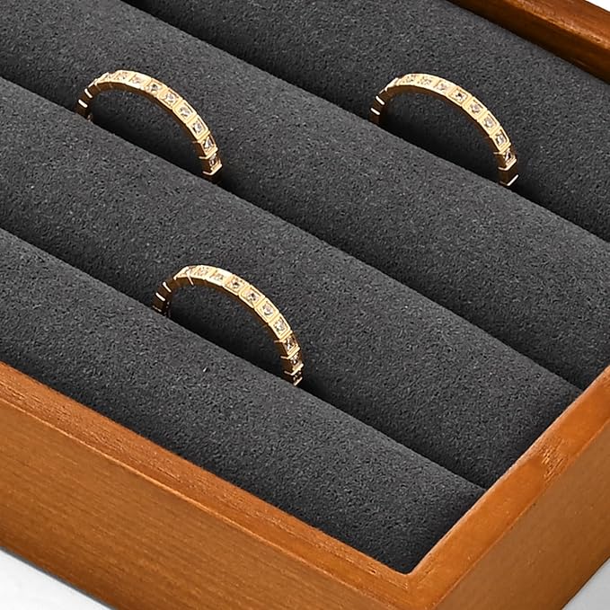 Solid Wood 3-Slots Jewelry Ring Display Tray Showcase Small Jewelry Display - Image 7