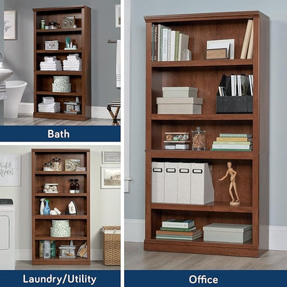 Sauder 5-Shelf Split Bookcase/ Book shelf, Oiled Oak finish - Image 6