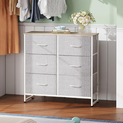 WLIVE Dresser for Bedroom with 6 Drawers, Light Grey | Closet Dresser, Metal - Image 4