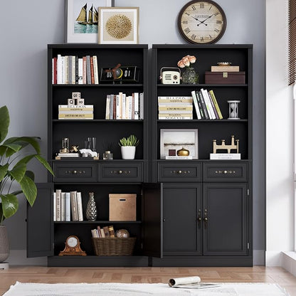 71.4" Tall Bookshelf with Drawers & Cabinet, 5-Tier Floor Standing Bookcase - Image 4