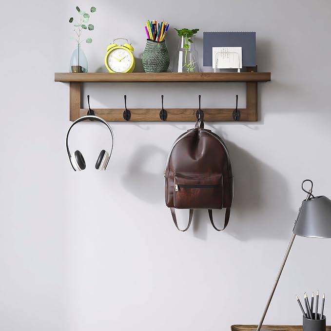 SMIBUY Coat Hooks with Shelf Wall-Mounted, 29.2 Inch Entryway Coat Rack - Image 3