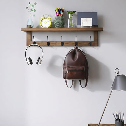 SMIBUY Coat Hooks with Shelf Wall-Mounted, 29.2 Inch Entryway Coat Rack - Image 3