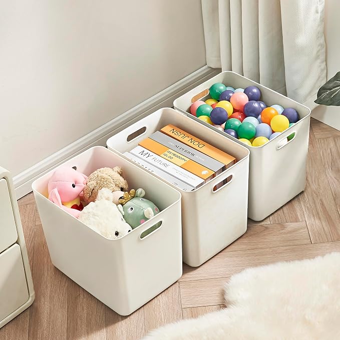 4 pack large plastic White storage bins Baskets, Toy Box Chest - Image 3