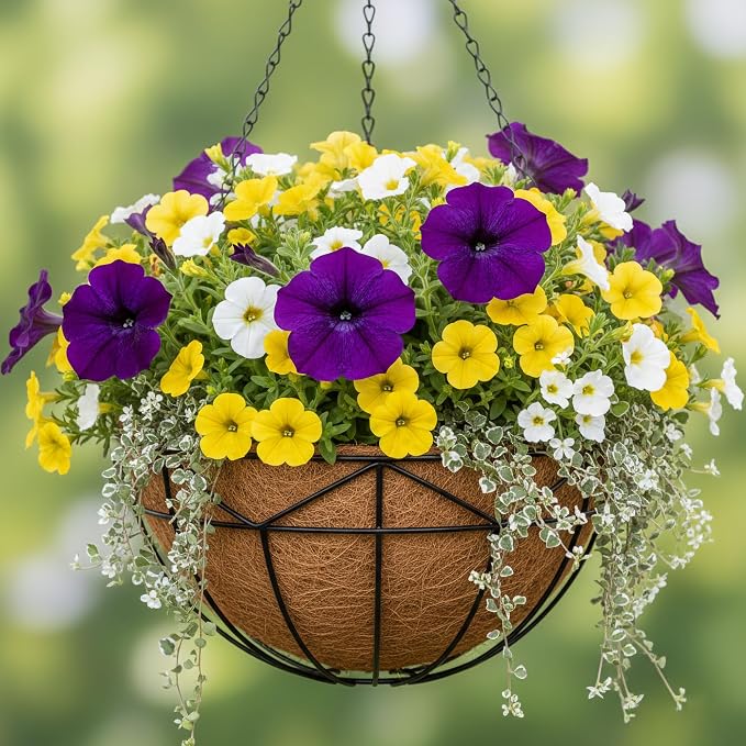 Unique Metal Iron Geometric Hanging Planter Set of 2 Stylish 12 Inch Extra Deep - Image 6