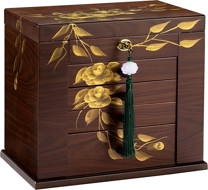 Wooden Jewelry Box for Women, 5-Layer Large Wood Jewelry Boxes & Organizer - Image 2