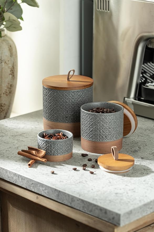 Miamolo Small Ceramic Jar with Lid, Coffee Container Kitchen Food Storage Jars - Image 7