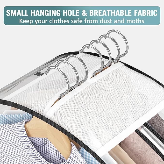 Liuoud Clear Garment Bag for Hanging Clothes 10” Gusseted, 32” Suit Bags for - Image 4